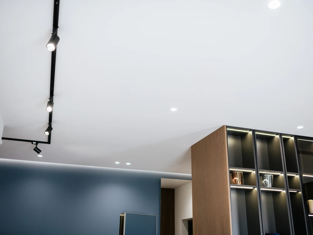 White ceiling painting with black accent wall in Chesterfield property