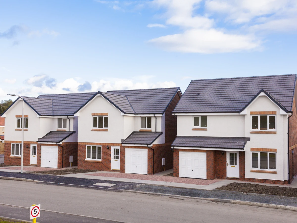 Exterior painting of new detached homes in Holymoorside by Chesterfield Decorators, professional painters