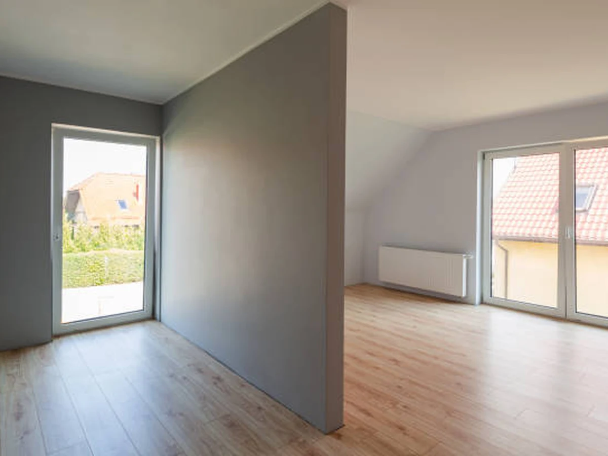Grey painted room with finished ceiling in Chesterfield property